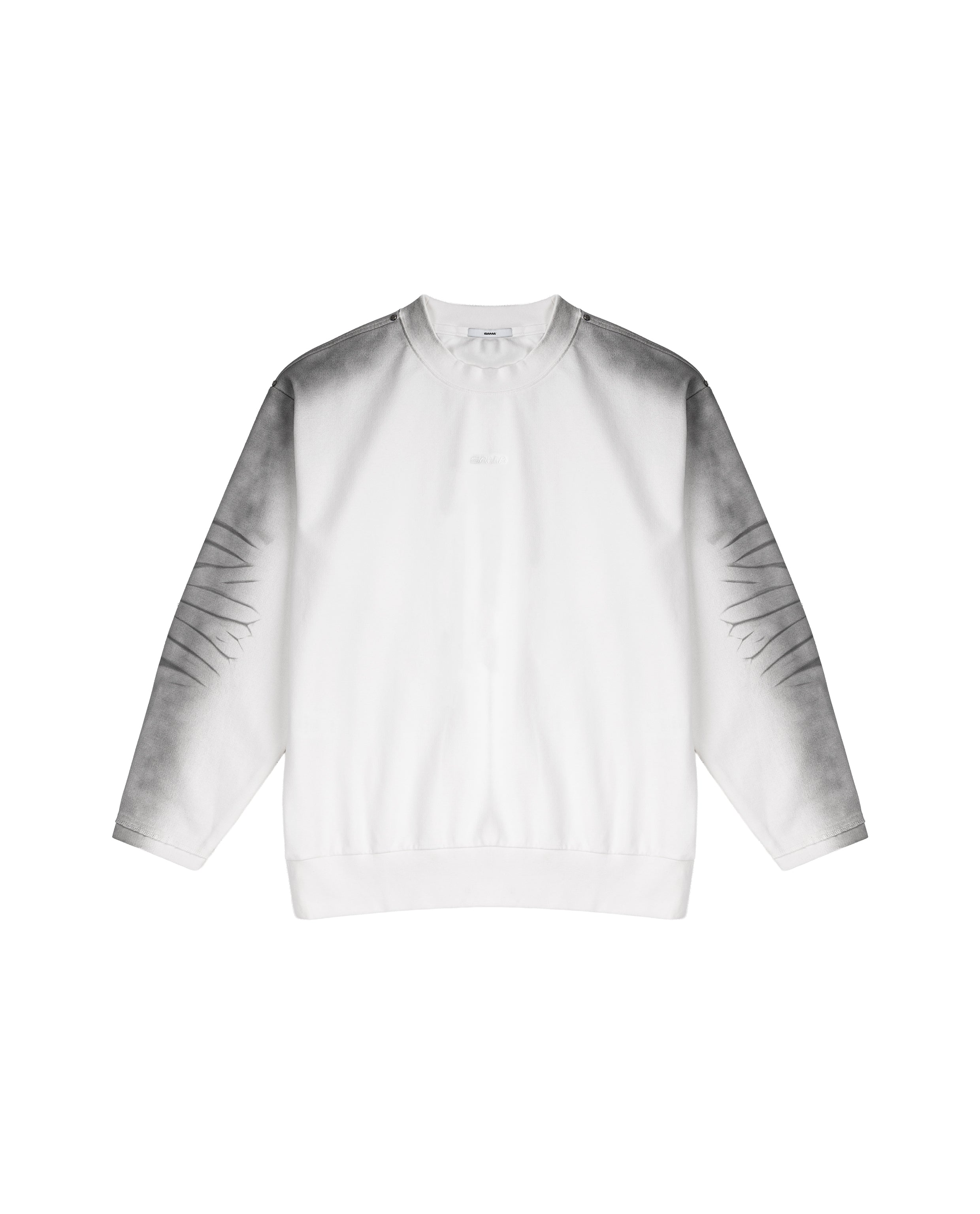 White Ribbed Long Sleeve Tee | SAMA