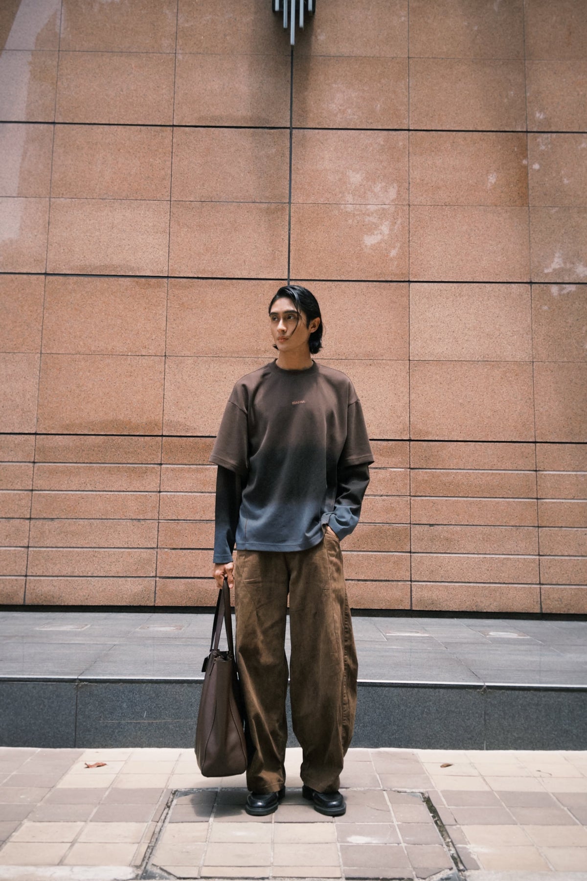 BROWN OMBRE LONG SLEEVE