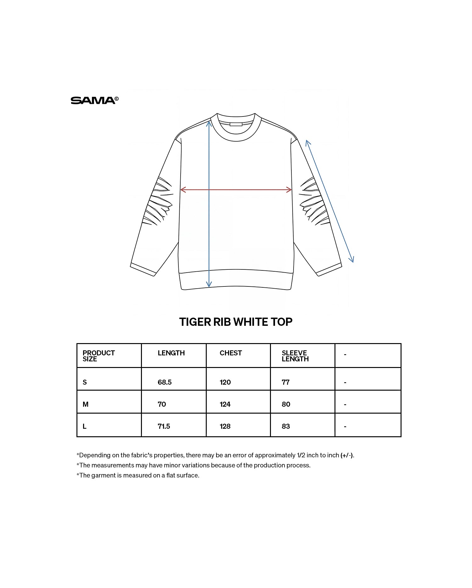 TIGER RIB SLEEVE WHITE TOP